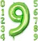 Helium Number Balloons 0-9 Lime Giant Digital 9th Foil(Lime Green)